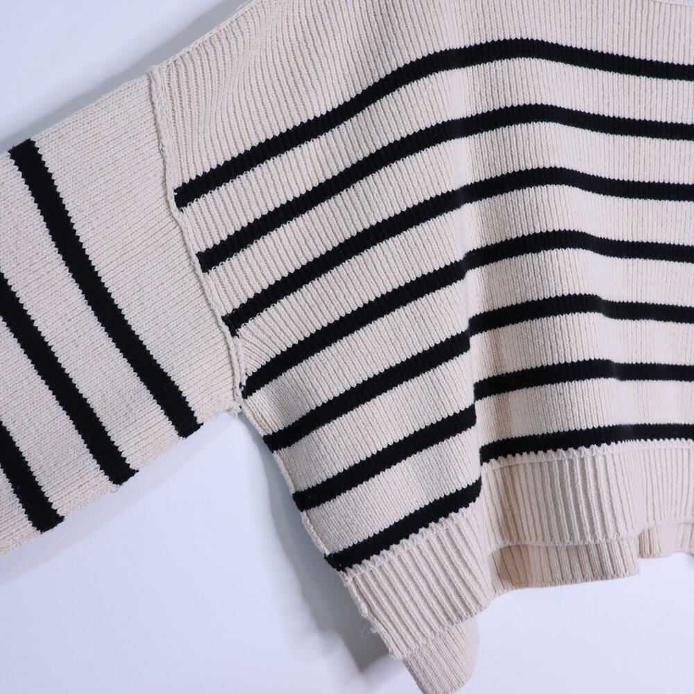 FREE PEOPLE Stripe Easy Street Crop Sweater NWT Pearl Combo Pullover Women's M - Picture 5 of 12
